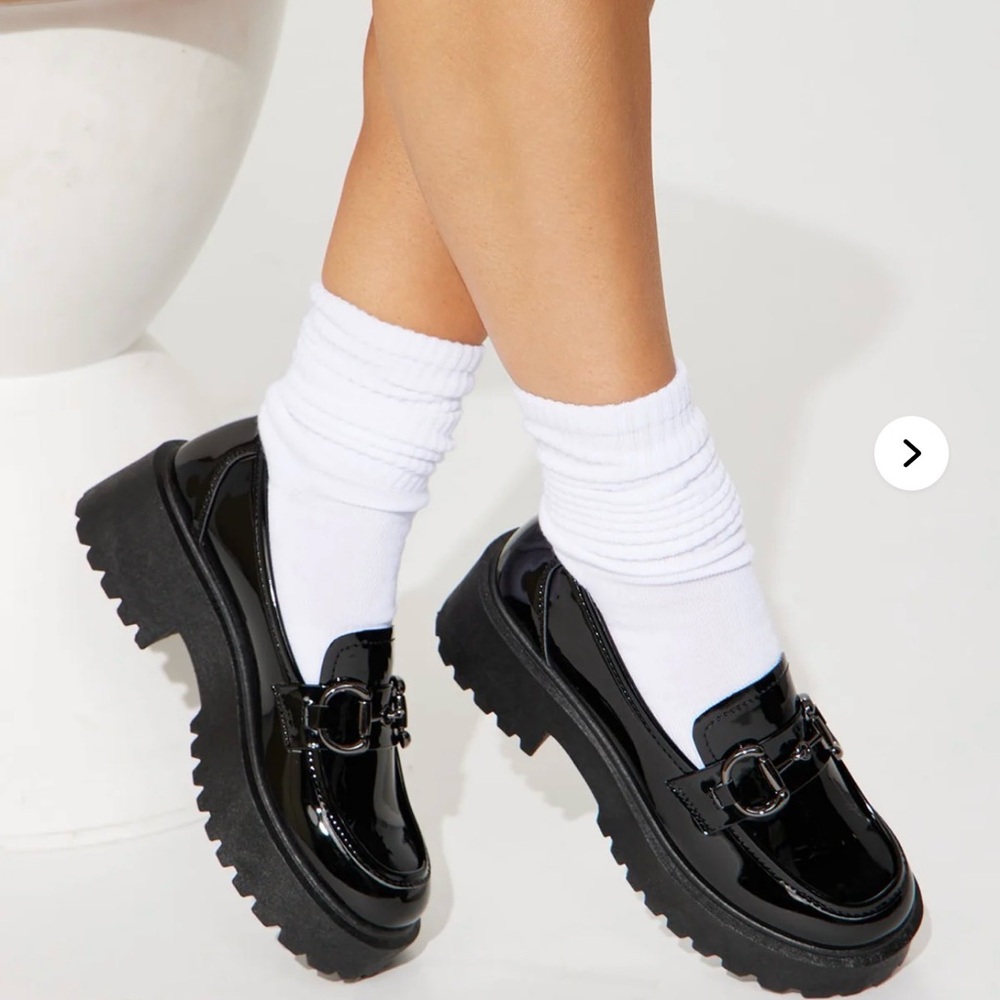Fashion Nova Black Patent Leather Loafers